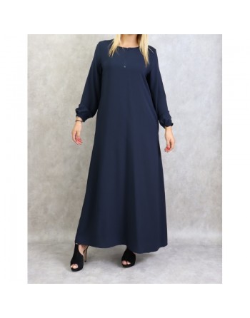 Robe basique longue ample de couleur bleu marine - Marque Amelis Paris pour femme 