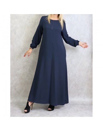 Robe basique longue ample de couleur bleu marine - Marque Amelis Paris pour femme 