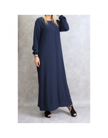Robe basique longue ample de couleur bleu marine - Marque Amelis Paris pour femme 
