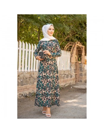 Belle robe longue fleurie évasée (Prêt-à-porter Hijab tendance pour femme voilée) 