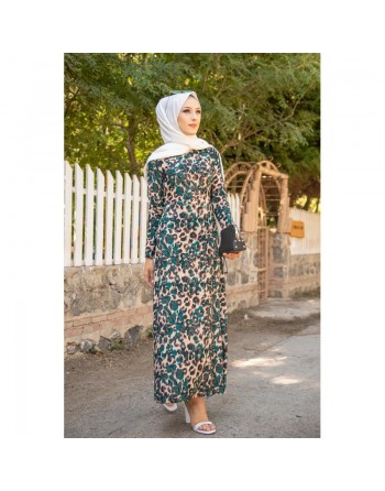 Belle robe longue fleurie évasée (Prêt-à-porter Hijab tendance pour femme voilée) 