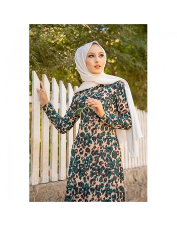 Belle robe longue fleurie évasée (Prêt-à-porter Hijab tendance pour femme voilée) 