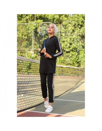 Ensemble Survêtement femme deux pièces (Vêtement de Sport) - Couleur noir 