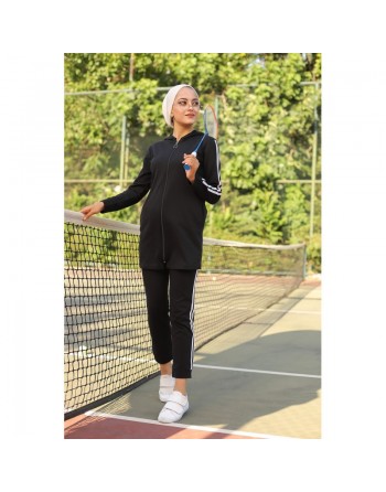 Ensemble Survêtement femme deux pièces (Vêtement de Sport) - Couleur noir 