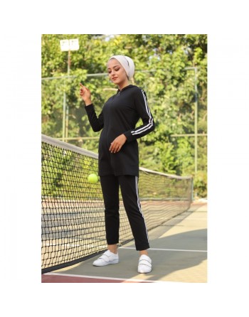 Ensemble Survêtement femme deux pièces (Vêtement de Sport) - Couleur noir 