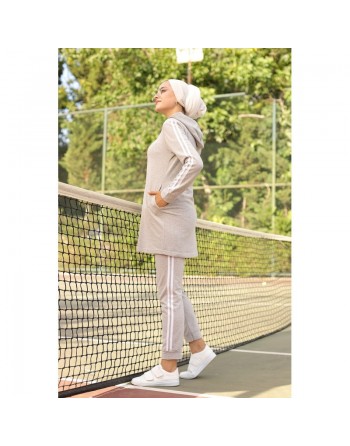 Survêtement femme deux pièces (Veste et son pantalon) - Couleur gris clair 