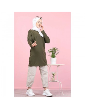 Tunique Casual Style Sweat-Shirt pour femme (Hijab moderne) - Couleur kaki 