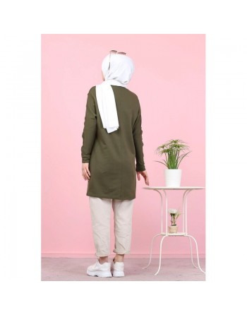 Tunique Casual Style Sweat-Shirt pour femme (Hijab moderne) - Couleur kaki 