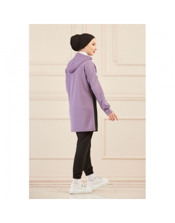 Survêtement femme (Vêtement Sport Hijab - Boutique en ligne - France) - Couleur noir et lilas 