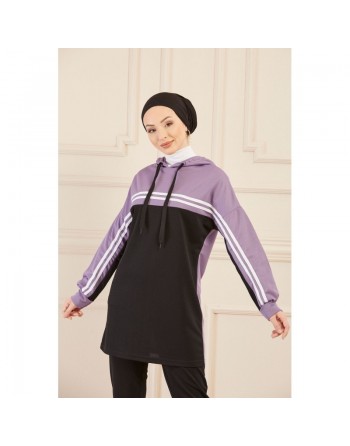 Survêtement femme (Vêtement Sport Hijab - Boutique en ligne - France) - Couleur noir et lilas 