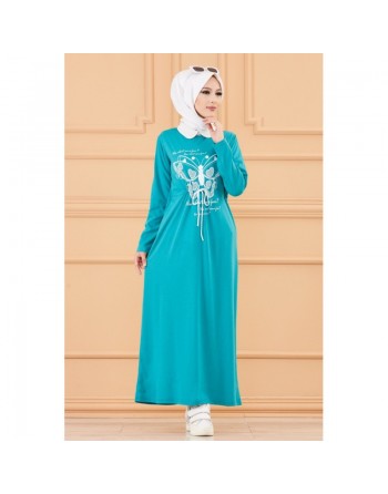 Robe décontractée imprimée (Modest Fashion) - Couleur menthe 