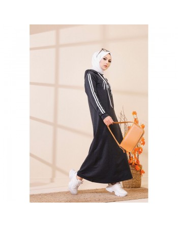 Robe évasée décontractée avec capuche style moderne et sport - Couleur anthracite 