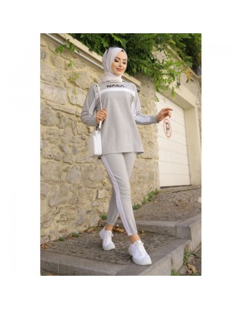 Ensemble survêtement - Tenue pour femme voilée (Hijab sport Turquie pas cher) - Couleur gris 