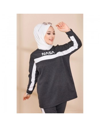 Ensemble survêtement deux pièces sweat et pantalon (Hijab sport moderne pas cher) - Couleur anthracite 