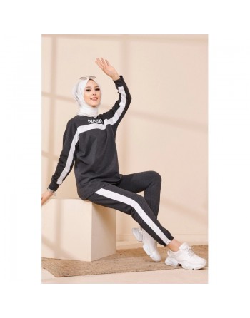 Ensemble survêtement deux pièces sweat et pantalon (Hijab sport moderne pas cher) - Couleur anthracite 