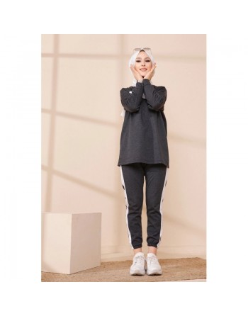 Ensemble survêtement deux pièces sweat et pantalon (Hijab sport moderne pas cher) - Couleur anthracite 