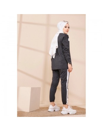 Ensemble survêtement deux pièces sweat et pantalon (Hijab sport moderne pas cher) - Couleur anthracite 