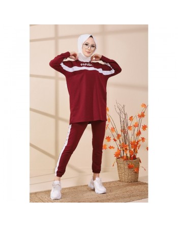 Survêtement deux pièces "NASA" - Tenue de sport pas cher pour femme voilée - Couleur bordeaux 