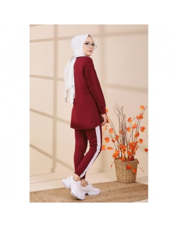 Survêtement deux pièces "NASA" - Tenue de sport pas cher pour femme voilée - Couleur bordeaux 