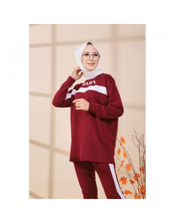 Survêtement deux pièces "NASA" - Tenue de sport pas cher pour femme voilée - Couleur bordeaux 