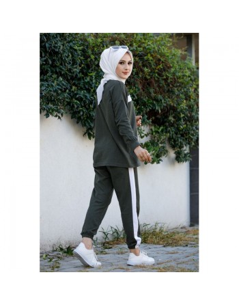 Survêtement deux pièces "NASA" - Tenue de sport pas cher pour femme voilée - Couleur kaki clair 