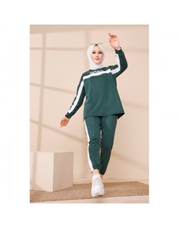Ensemble survêtement - Tenue sport pas cher pour femme voilée - Couleur vert émeraude 