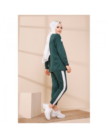 Ensemble survêtement - Tenue sport pas cher pour femme voilée - Couleur vert émeraude 