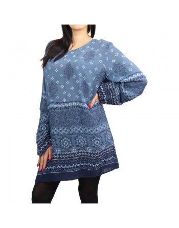 Tunique pour femme à motifs de couleur bleu et bleu clair 