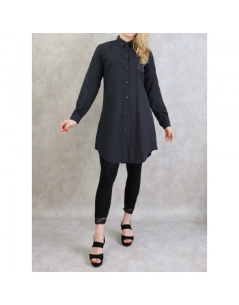 Chemise coton de couleur Noir 