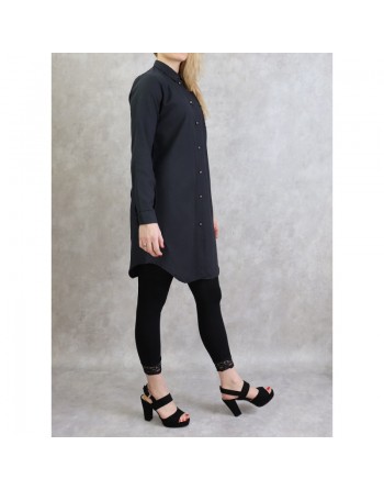 Chemise coton de couleur Noir 