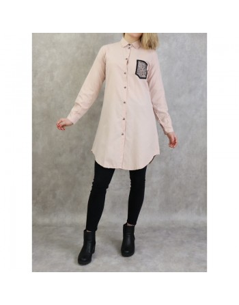Chemise coton de couleur rose pale 