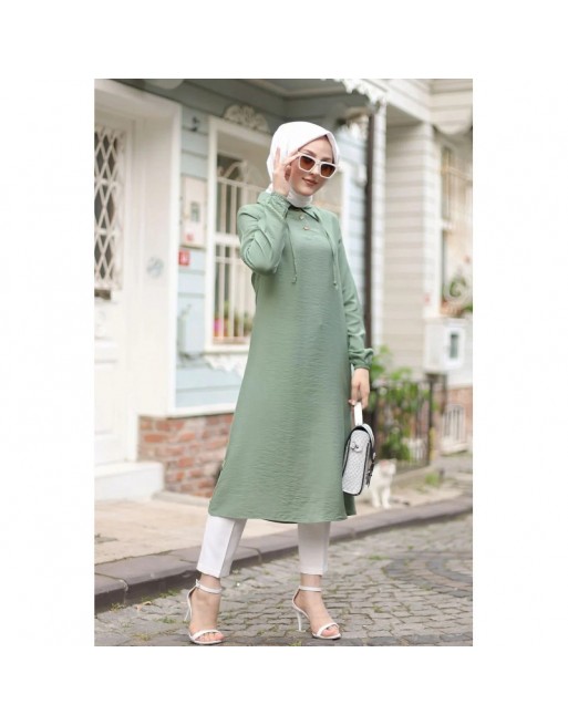 Tunique longue (Vetement Hijab pour femme voilée) - Couleur vert amande Tunique longue (Vetement Hijab pour femme voilée) - Couleur vert amande