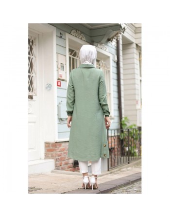 Tunique longue (Vetement Hijab pour femme voilée) - Couleur vert amande 