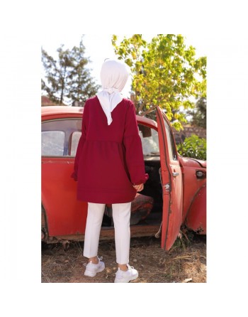 Tunique ample à manches larges pour femme - Couleur bordeaux 