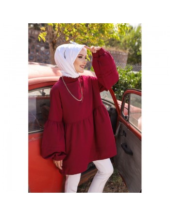 Tunique ample à manches larges pour femme - Couleur bordeaux 
