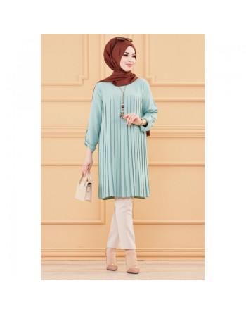 Tunique plissée style habillé pour femme (Tenue élégante pour hijab) - Couleur menthe 