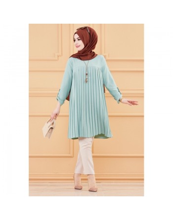 Tunique plissée style habillé pour femme (Tenue élégante pour hijab) - Couleur menthe 