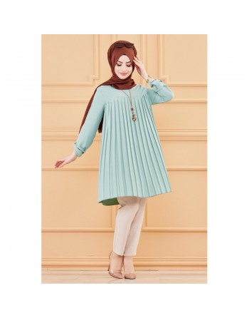 Tunique plissée style habillé pour femme (Tenue élégante pour hijab) - Couleur menthe 