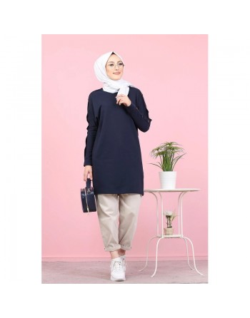 Tunique Casual Style Sweat-shirt pour femme (Modeste Fachion) - Couleur bleue marine 