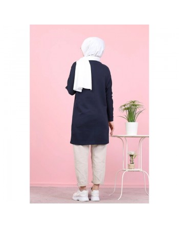 Tunique Casual Style Sweat-shirt pour femme (Modeste Fachion) - Couleur bleue marine 
