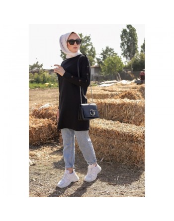 Tunique Casual Style Sweat-shirt (Mode Hijab pour femme) - Couleur noire 