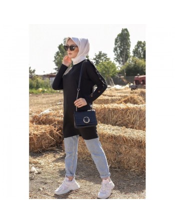 Tunique Casual Style Sweat-shirt (Mode Hijab pour femme) - Couleur noire 