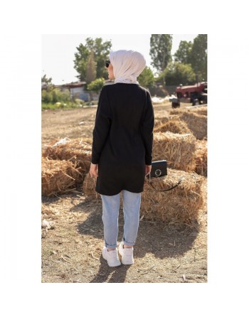 Tunique Casual Style Sweat-shirt (Mode Hijab pour femme) - Couleur noire 