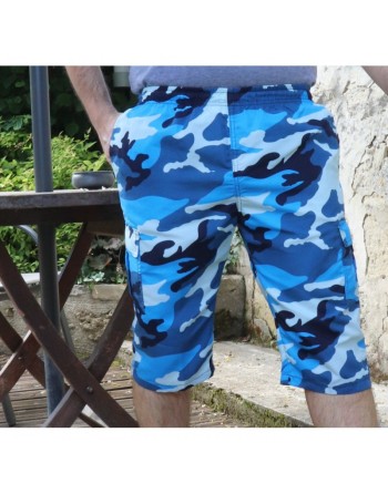 Pantacourt été - Short de bain - Bermuda de plage - Sarouel de Bain long genoux pour homme motif camouflage militaire -... 