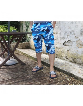 Pantacourt été - Short de bain - Bermuda de plage - Sarouel de Bain long genoux pour homme motif camouflage militaire -... 
