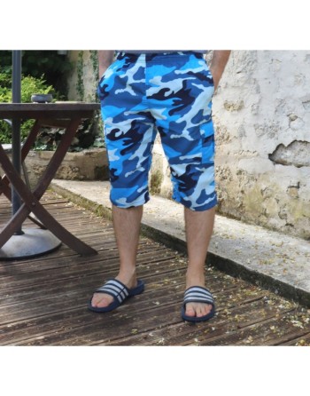 Pantacourt été - Short de bain - Bermuda de plage - Sarouel de Bain long genoux pour homme motif camouflage militaire -... 