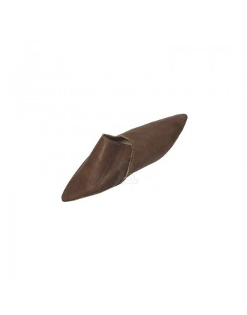Babouches citadines fassi traditionnelles marocaines pour homme en cuir marron simple 