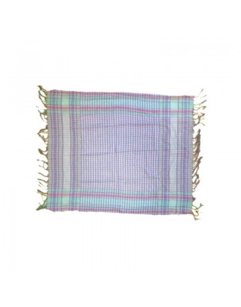 Foulard palestinien blanc à carreaux verts et violets (100% coton) 