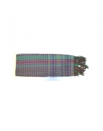 Foulard palestinien blanc à carreaux verts et violets (100% coton) 