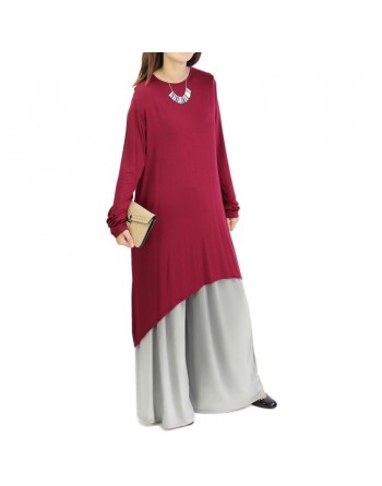 Tunique longue en viscose pour femme - Couleur Bordeaux 